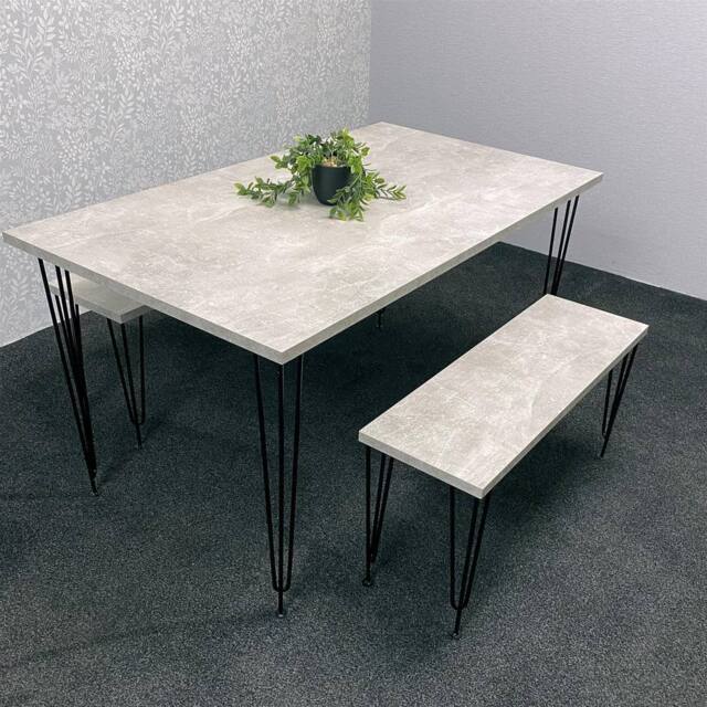 KOSY KOALA Modern Grey Dining Table with 2 Benches Dining Room Furniture in Brown - image 1