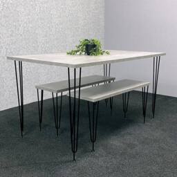 KOSY KOALA Modern Grey Dining Table with 2 Benches Dining Room Furniture in Brown - thumbnail 5