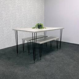 KOSY KOALA Modern Grey Dining Table with 2 Benches Dining Room Furniture in Brown - thumbnail 6