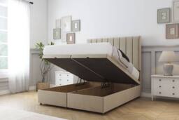 "Comfort Beds Tokyo Coniston Ottoman Bed Base-54"" Floor Standing Headboard in Cream - Size: Single" - thumbnail 2