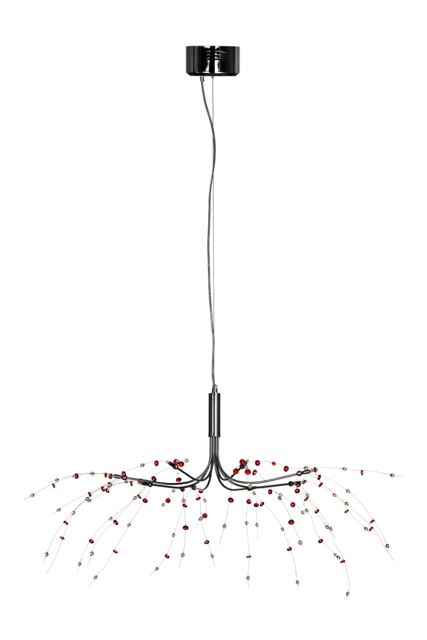 Orsina Red & Clear Ceiling Light With 8 Lights, Chrome Ceiling Plate With Sleek Arms, Decorative Ceiling Plate in Silver - image 1