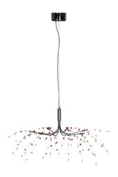 Orsina Red & Clear Ceiling Light With 8 Lights, Chrome Ceiling Plate With Sleek Arms, Decorative Ceiling Plate in Silver - thumbnail 3