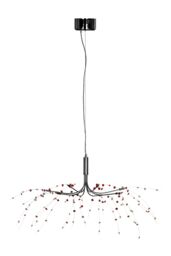 Orsina Red & Clear Ceiling Light With 8 Lights, Chrome Ceiling Plate With Sleek Arms, Decorative Ceiling Plate in Silver