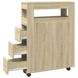Berkfield Home Narrow Bathroom Cabinet with Wheels Sonoma Oak Engineered Wood in Light Tan - thumbnail 7