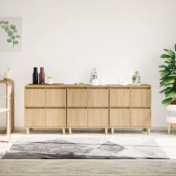 Berkfield Home Sideboards 3 pcs Sonoma Oak 60x35x70 cm Engineered Wood in Brown - Size: 60 x 35 x 70 cm - thumbnail 1