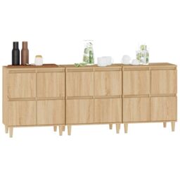 Berkfield Home Sideboards 3 pcs Sonoma Oak 60x35x70 cm Engineered Wood in Brown - Size: 60 x 35 x 70 cm - thumbnail 4