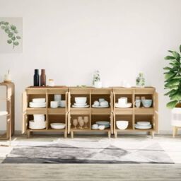 Berkfield Home Sideboards 3 pcs Sonoma Oak 60x35x70 cm Engineered Wood in Brown - Size: 60 x 35 x 70 cm - thumbnail 3