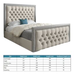 KDMD Venice Glitter Border Upholstered Soft Velvet Cream Bed Frame - Size: Single - thumbnail 4