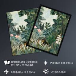 "Artery8 The Dream Equatorial Jungle Rousseau Vintage Wall Art Print Poster in Green - Size: W18"" x H24""" - thumbnail 2
