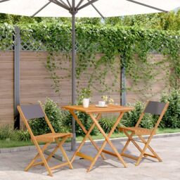 Berkfield Home 3 Piece Bistro Set Anthracite Fabric & Solid Wood in Black
