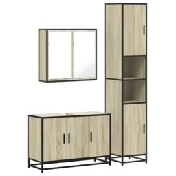 Berkfield Home 3 Piece Bathroom Furniture Set Sonoma Oak Engineered Wood in Brown - thumbnail 2
