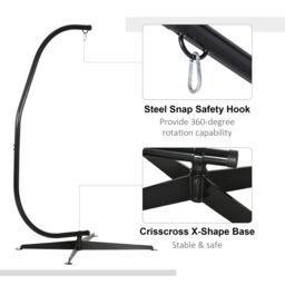 OUTSUNNY Hammock Chair Stand Only Heavy Duty Metal C-Stand Indoor or Outdoor in Black - thumbnail 4
