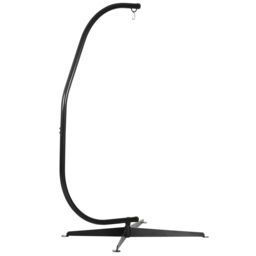 OUTSUNNY Hammock Chair Stand Only Heavy Duty Metal C-Stand Indoor or Outdoor in Black - thumbnail 2