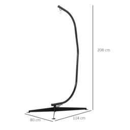 OUTSUNNY Hammock Chair Stand Only Heavy Duty Metal C-Stand Indoor or Outdoor in Black - thumbnail 3