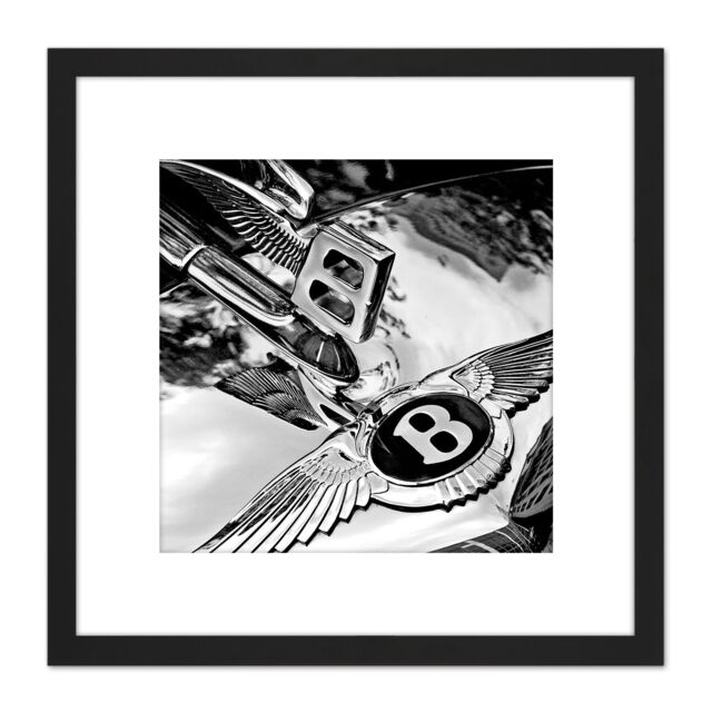 Artery8 Smith Classic Vintage Car Automobile Badge Hood 8X8 Inch Square Wooden Framed Wall Art Print Picture with Mount in Black - image 1