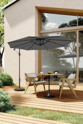 Living and Home Outdoor 3M Large Cantilever Parasol with Cross and Fillable Base in Dark Grey - thumbnail 2