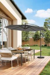 Living and Home Outdoor 3M Large Cantilever Parasol with Cross and Fillable Base in Dark Grey - thumbnail 1