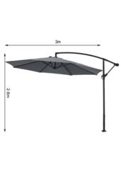 Living and Home Outdoor 3M Large Cantilever Parasol with Cross and Fillable Base in Dark Grey - thumbnail 6