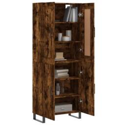 Berkfield Home Highboard Smoked Oak 69.5x34x180 cm Engineered Wood in Brown - thumbnail 3
