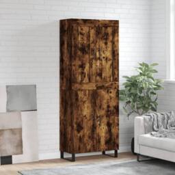 Berkfield Home Highboard Smoked Oak 69.5x34x180 cm Engineered Wood in Brown - thumbnail 1