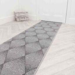 runrug Hallway Carpet Runner Rug - Soft & Comfy, 9mm - 'Harlequin' in Grey - Size: 60 cm x 150 cm - thumbnail 6