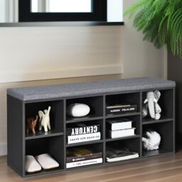 Pirlo Plush Wooden Shoe Storage Bench With Cushioned Seat 104CM Grey