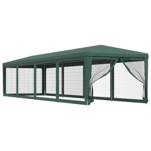 Berkfield Home Party Tent with 10 Mesh Sidewalls Green 3x12 m HDPE - image 1