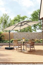 Living and Home 3m W x 3m D Large Square Canopy Rotating Outdoor Cantilever Parasol with Plastic Base in Beige - thumbnail 2