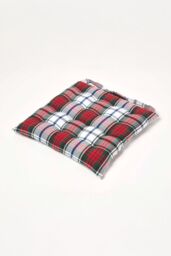 Homescapes 4 Pack Seat Pads Cotton Macduff Tartan Indoor Outdoor Garden Cushion, 40cm in Red - Size: 40 cm x 40 cm - thumbnail 3
