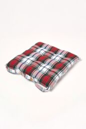 Homescapes 4 Pack Seat Pads Cotton Macduff Tartan Indoor Outdoor Garden Cushion, 40cm in Red - Size: 40 cm x 40 cm - thumbnail 5