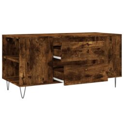 Berkfield Home Coffee Table Smoked Oak 102x44.5x50 cm Engineered Wood in Brown - thumbnail 6