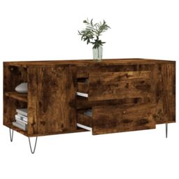 Berkfield Home Coffee Table Smoked Oak 102x44.5x50 cm Engineered Wood in Brown - thumbnail 4