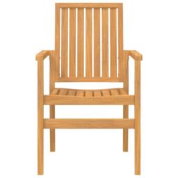 Berkfield Home Stackable Garden Chairs 6 pcs 56.5x57.5x91 cm Solid Wood Teak in Brown - thumbnail 4