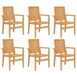 Berkfield Home Stackable Garden Chairs 6 pcs 56.5x57.5x91 cm Solid Wood Teak in Brown