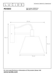 Lucide 'POSSIO' Dimmable Indoor Scandinavian Style Decor Wall Lamp 1xE14 in Brown - thumbnail 3