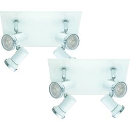Loops 2 PACK Wall Flush Ceiling Light IP44 Bathroom Colour White Chrome GU10 4x3.3W