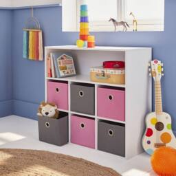 sweeek Children's storage unit with 6 baskets in Pink - thumbnail 3