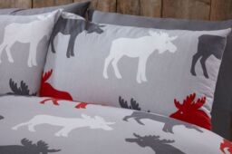 Rapport Home Moose Cotton Duvet Cover Set With Pillowcase in Grey - Size: Double - thumbnail 2