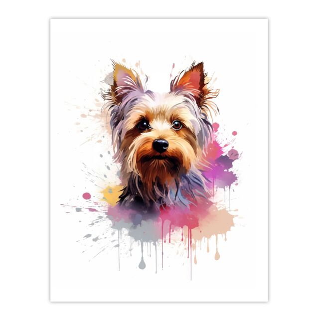 "Artery8 Wall Art Print Yorkshire Terrier Lovers Gift Watercolour Pet Portrait Painting Artwork Poster - Size: W18"" x H24""" - image 1