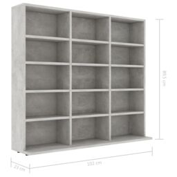 Berkfield Home CD Cabinet Concrete Grey 102x23x89.5 cm Engineered Wood - thumbnail 6
