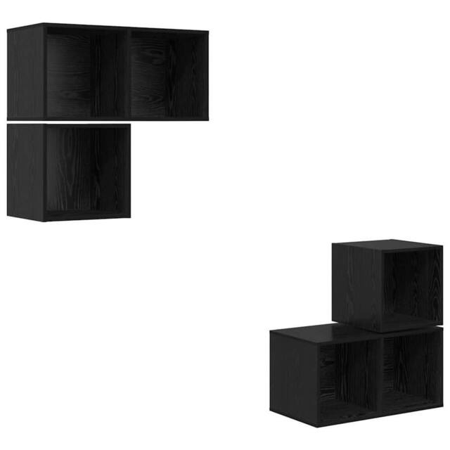 Berkfield Home TV Cabinet Set 4 pcs Black oak 37 x 37 x 72 cm Engineered wood - image 1