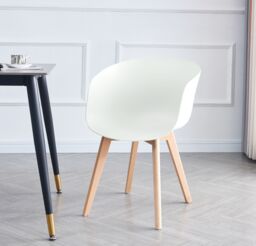 Nordlys Set of 4 Scandinavian Dining Chairs Wooden Legs in White - thumbnail 2