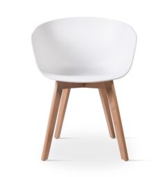 Nordlys Set of 4 Scandinavian Dining Chairs Wooden Legs in White - thumbnail 3