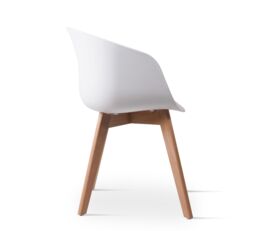Nordlys Set of 4 Scandinavian Dining Chairs Wooden Legs in White - thumbnail 6