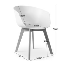 Nordlys Set of 4 Scandinavian Dining Chairs Wooden Legs in White - thumbnail 4