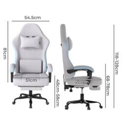 Levede Office Desk Chair Fabric Gaming Recliner Adjustable Height Swivel in Grey - thumbnail 4