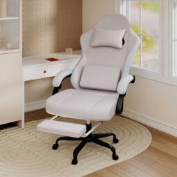 Levede Office Desk Chair Fabric Gaming Recliner Adjustable Height Swivel in Grey - thumbnail 2