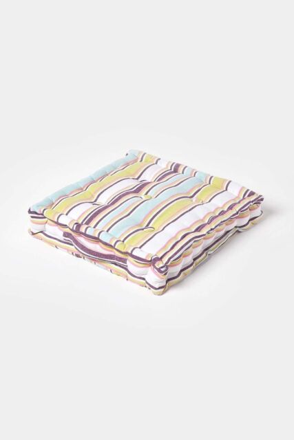 Homescapes Cotton Osaka Green Stripes Floor Cushion - Size: 50 cm x 50 cm - image 1