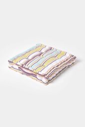Homescapes Cotton Osaka Green Stripes Floor Cushion - Size: 50 cm x 50 cm