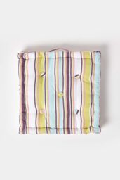 Homescapes Cotton Osaka Green Stripes Floor Cushion - Size: 50 cm x 50 cm - thumbnail 3